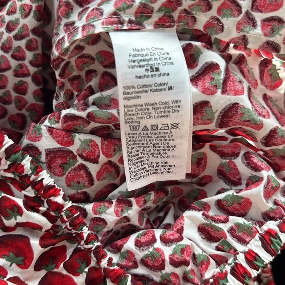 J.Crew clinched waist cropped top strawberry swirl cotton poplin XS blouse new